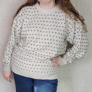 Vintage St. John's Bay White Textured Knit Sweater, XL